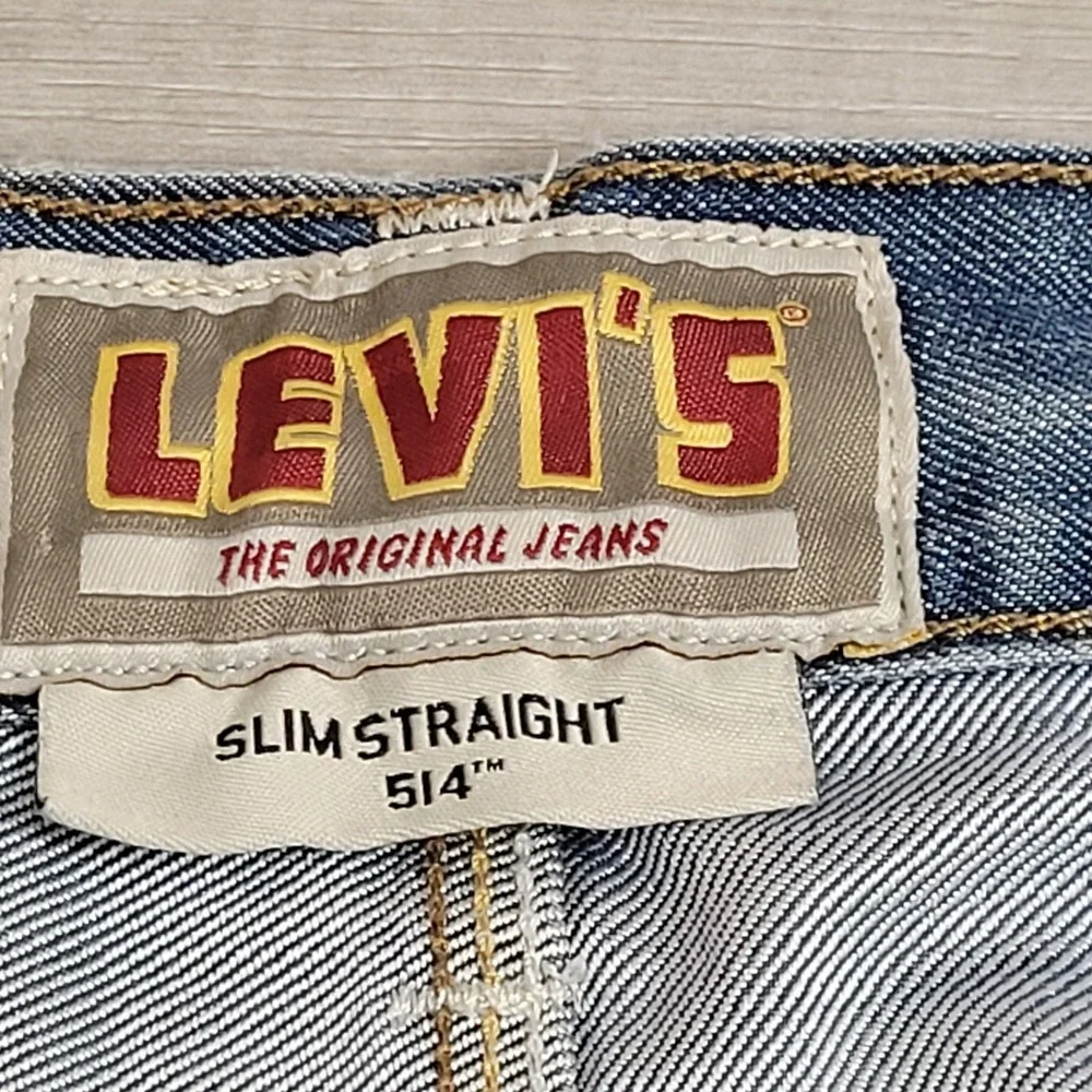 👖VTG Levis 514 Jeans Men's 33x29 Slim Straight Denim Rear Button Flap Pockets‎